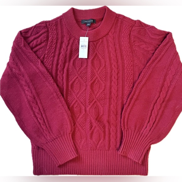 Ann Taylor Red Cable Knit Sweater - Size Small - NWT - Picture 4 of 7